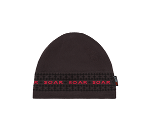 Jacquard Pattern Merino Beanie | Grey Red